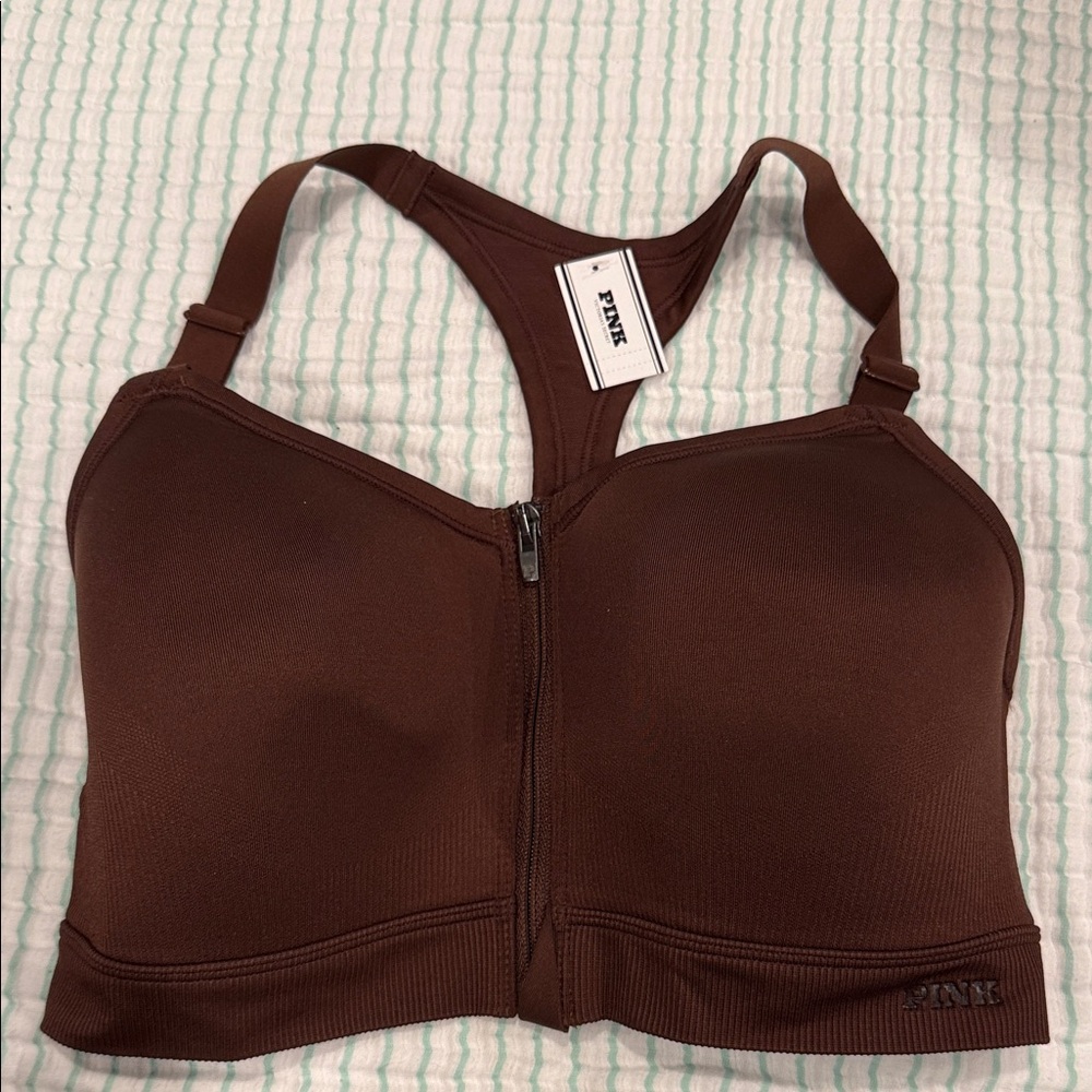 Victorias Secret Pink High Impact Front Zip Sports Bra